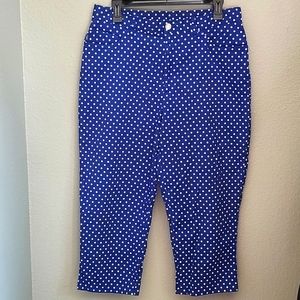 Ralph Lauren Womens Polka Dot Blue and Whit Cropped Chino Capri Pants
